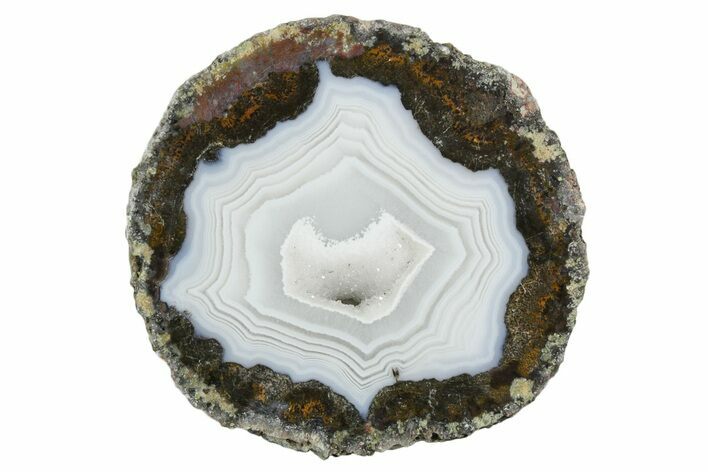 Las Choyas Coconut Geode Half with Agate and Siderite - Mexico #348475